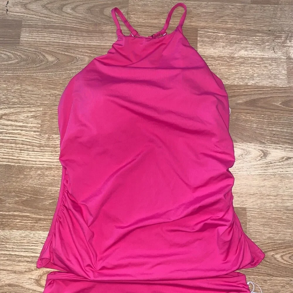 Anne Cole Pink Glow Women's Convertible High Waisted Set Size XL NWT $130